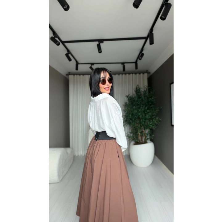 Perry Oversize Düşük Omuzlu Gömlek Beyaz