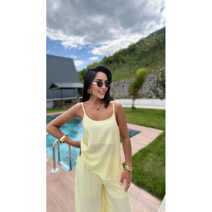 Askılı Tül Takım Sarı