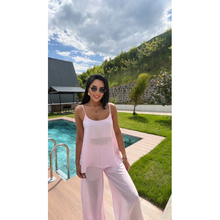 Askılı Tül Takım Pembe