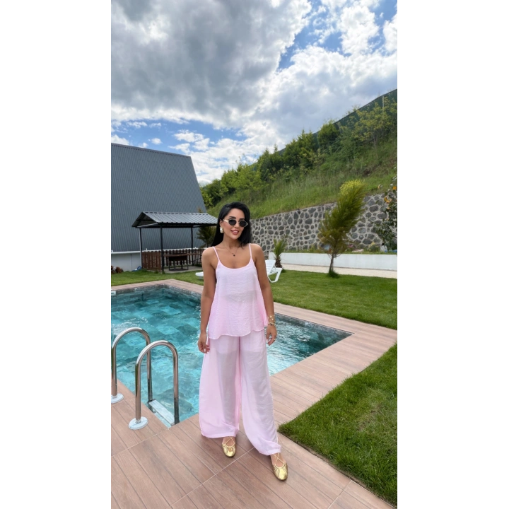 Askılı Tül Takım Pembe