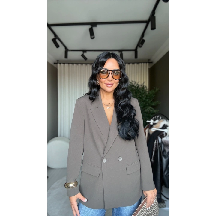 Dilvin Kruvaze Vizon Blazer Ceket