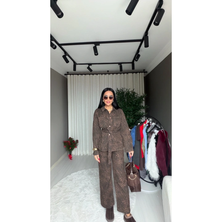 Leopar Jean Ceket Pantolon Takım