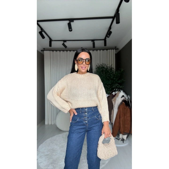 Triko Oversize Bej Kazak