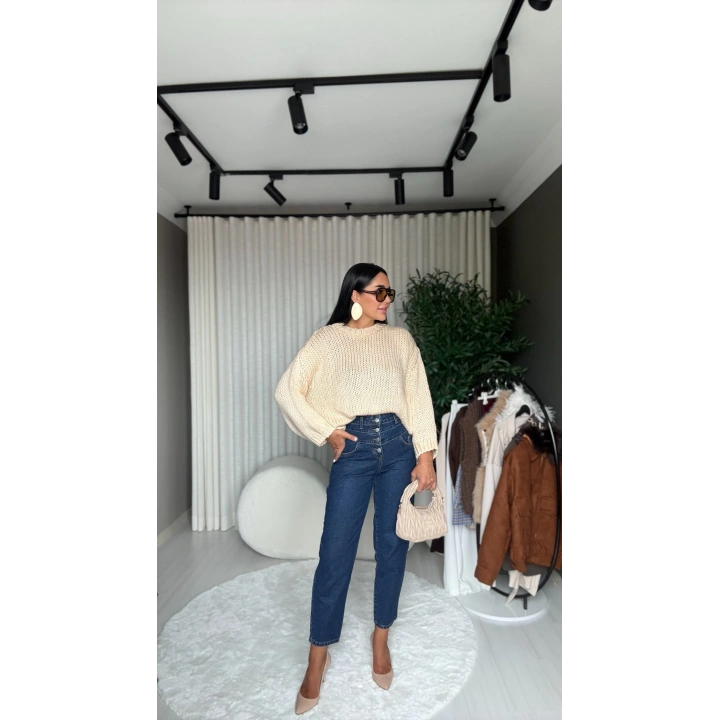 Triko Oversize Bej Kazak