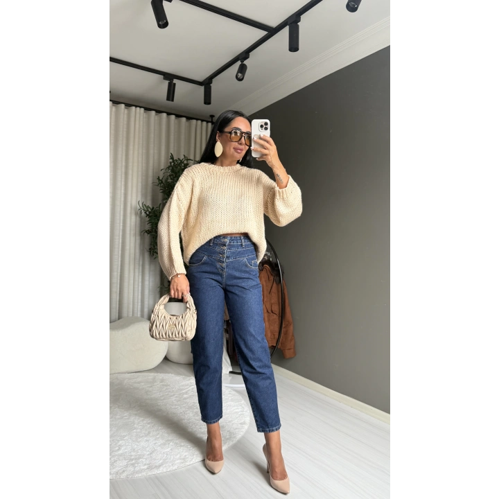 Triko Oversize Bej Kazak