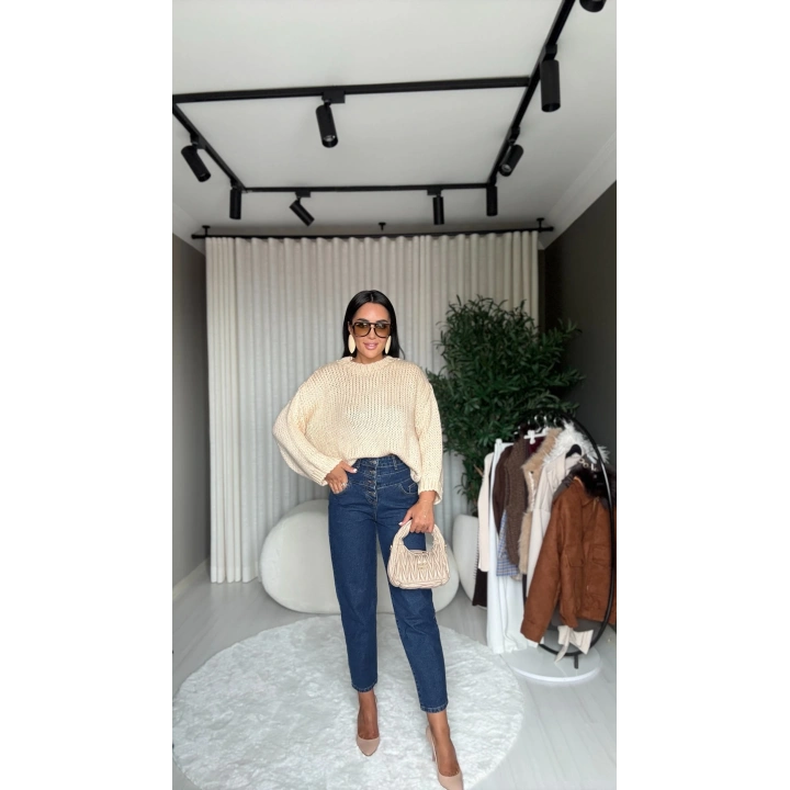 Triko Oversize Bej Kazak