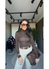 Tam Balıkçı Leopar Kahverengi Bluz