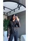 Transparan Dantel Siyah Gömlek