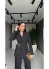 Kruvaze Gold Tokalı Siyah Takım
