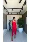Kapak Cepli Midi Boy Kırmızı Etek