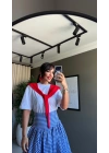 Qu Bağlamalı Kırmızı Beyaz Tshirt