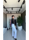 Kemerli Yüksek Bel Beyaz Jean