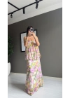 Zr Model Çiçek Desenli Maxi Elbise