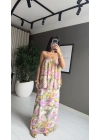 Zr Model Çiçek Desenli Maxi Elbise