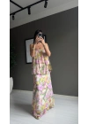 Zr Model Çiçek Desenli Maxi Elbise