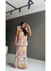 Zr Model Çiçek Desenli Maxi Elbise