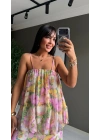 Zr Model Çiçek Desenli Maxi Elbise