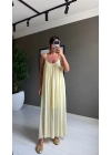 Pery Askılı Sırtı Açık Maxi Sarı elbise