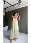 Pery Askılı Sırtı Açık Maxi Sarı elbise
