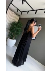 Pery Askılı Sırtı Açık Maxi Siyah Elbise