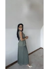 Massimo Keten Yelekli Elbise Yeşil