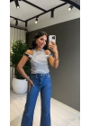 Chance Çizgili Omzu Kemerli Atlet Siyah-Beyaz