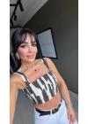 Chance Desenli Crop Kahverengi
