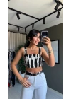 Change Desenli Crop Siyah