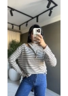 Çizgili Şallı Kahverengi Triko