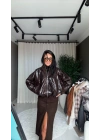 Deri Bomber Kahverengi Mont