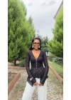 Dilvin Düğmeli Dantel Hırka Siyah