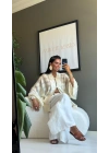 İşlemeli Kimono Ekru