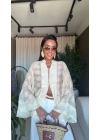 İşlemeli Kimono Ekru