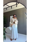 İşlemeli Kimono Ekru