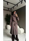 Kaşe Dik Yaka Uzun Vizon Kaban