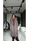 Kaşe Dik Yaka Uzun Vizon Kaban
