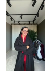 Kaşe Uzun Siyah Kaban