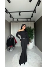 Kemerli İspanyol Paça Siyah Pantolon