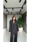 Kruvaze Blazer Ceket Siyah