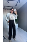 Pamuklu Kumaş Zımbalı Bej Blazer Ceket