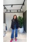 Pamuklu Kumaş Zımbalı Siyah Blazer Ceket