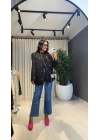 Pamuklu Kumaş Zımbalı Siyah Blazer Ceket
