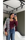 Qu Gri Bordo Şal