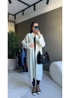 Triko Maxi Boy Ekru Uzun Hırka