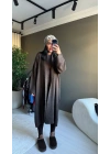 Triko Maxi Boy Kahverengi Hırka