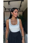 Zımbalı Body Beyaz