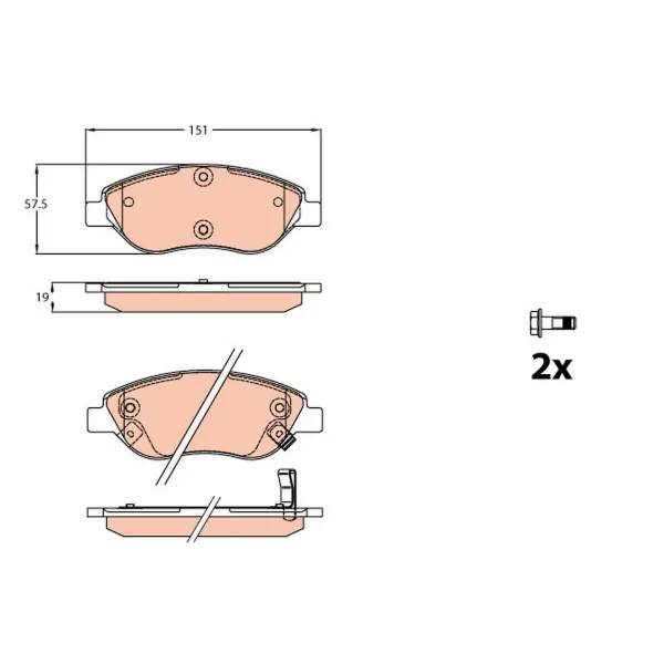 Fiat Egea 1.6 JTD 2015- Ön Fren Balatası - TRW (SEGMANLI TİP)