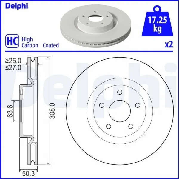 Ford Kuga 1.5 EcoBoost 2022- Ön Fren Diski - DELPHI (1 ADET)
