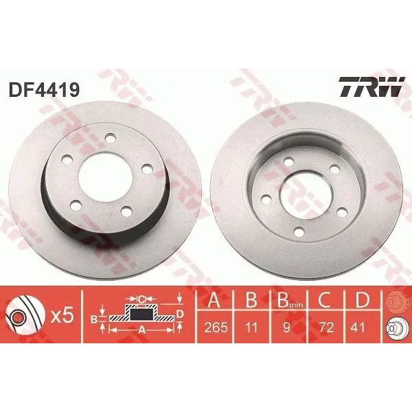Mazda 3 1.6 2003-2013 Arka Fren Diski 265MM - TRW (TAKIM)