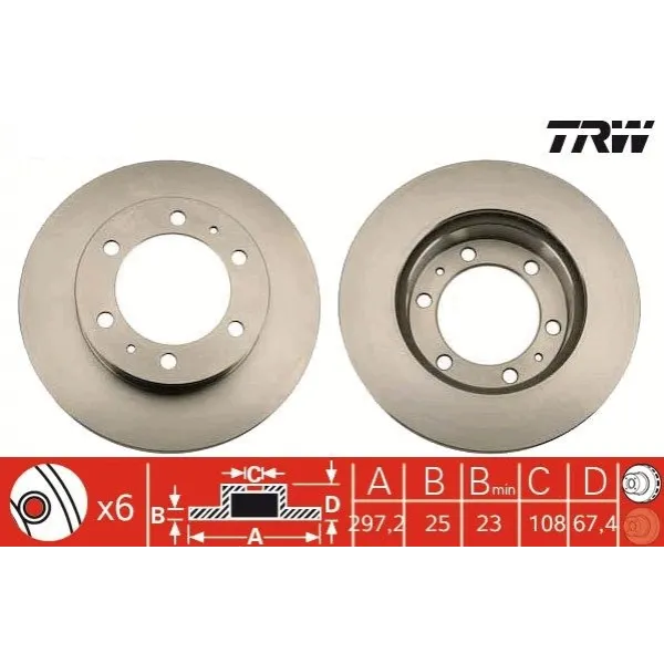 Toyota Hilux 2.5 D-4D 4x4 2010-2015 Ön Fren Diski 297MM - TRW (TAKIM)